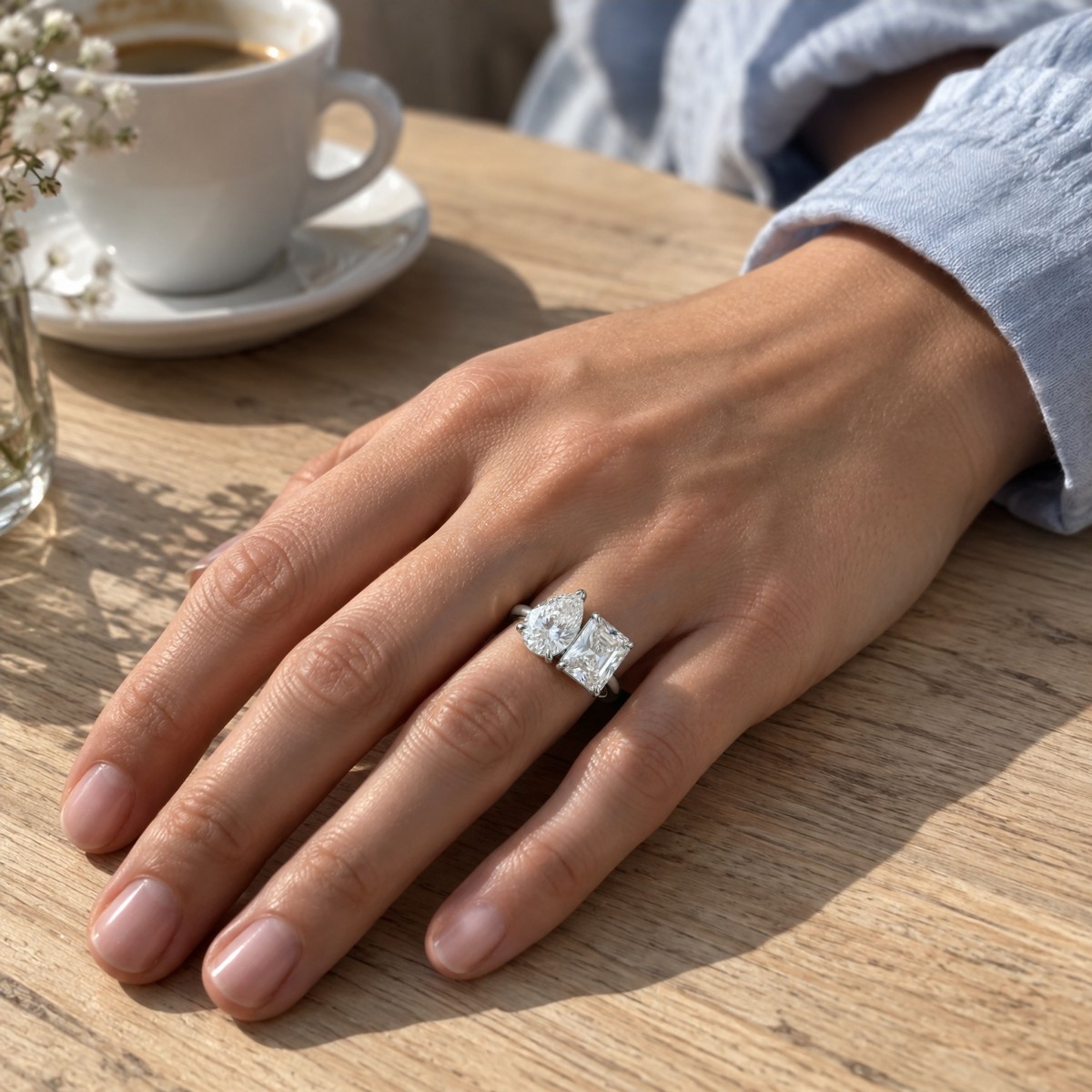Concordia - Pear and Radiant Toi et Moi Moissanite Ring