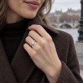 Sylvaine - Oval Moissanite Engagement Ring with Marquise Leaf Clusters and Split Shank