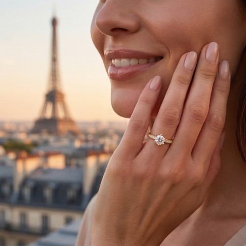 Sophia - Moissanite Engagement Ring with Pavé Side Stones - lifestyle