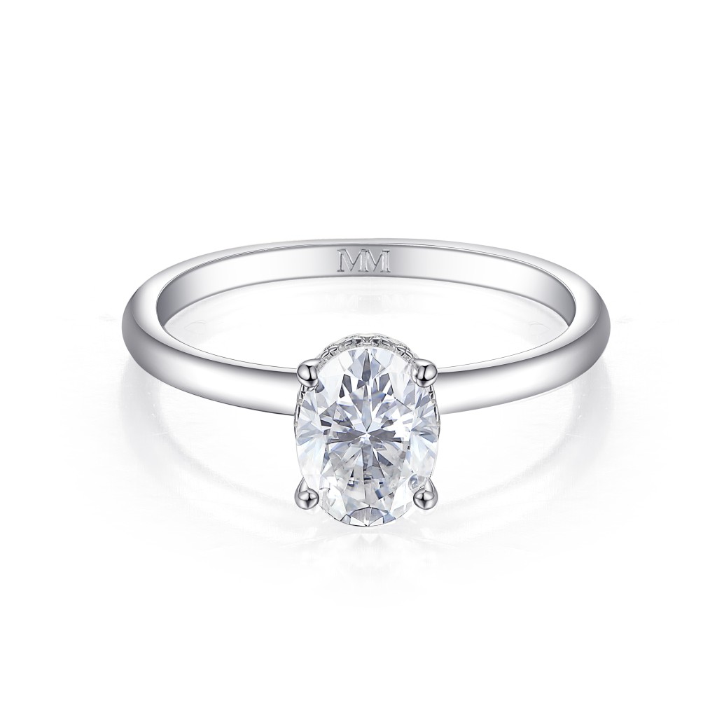 Ovalisse - Oval Cut Moissanite Ring with Circle Hidden Halo