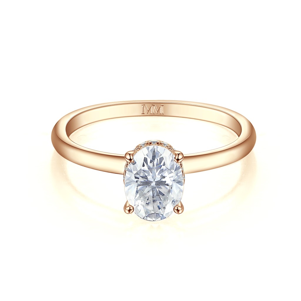 Ovalisse - Oval Cut Moissanite Ring with Circle Hidden Halo