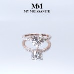 Amoretta - Heart Cut Moissanite Engagement Ring With Pavé Shoulders
