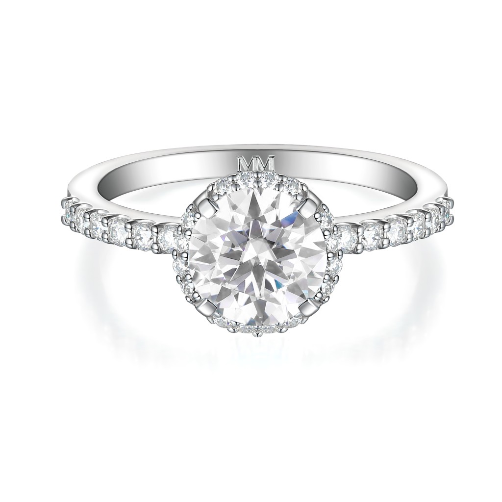 Glimmerette - Luxurious Halo Moissanite Ring with Pavé Accents