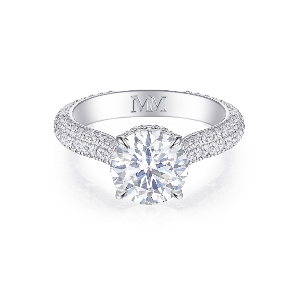 Cassiane - Moissanite Engagement Ring with Pavé-Set Accent Stones