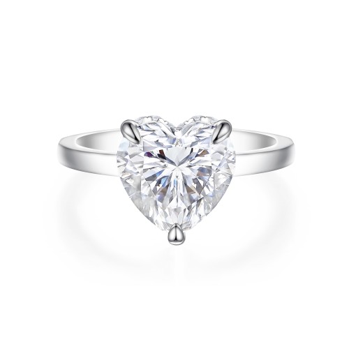 Amorelle - Heart Cut Moissanite Engagement Ring with Hidden Halo