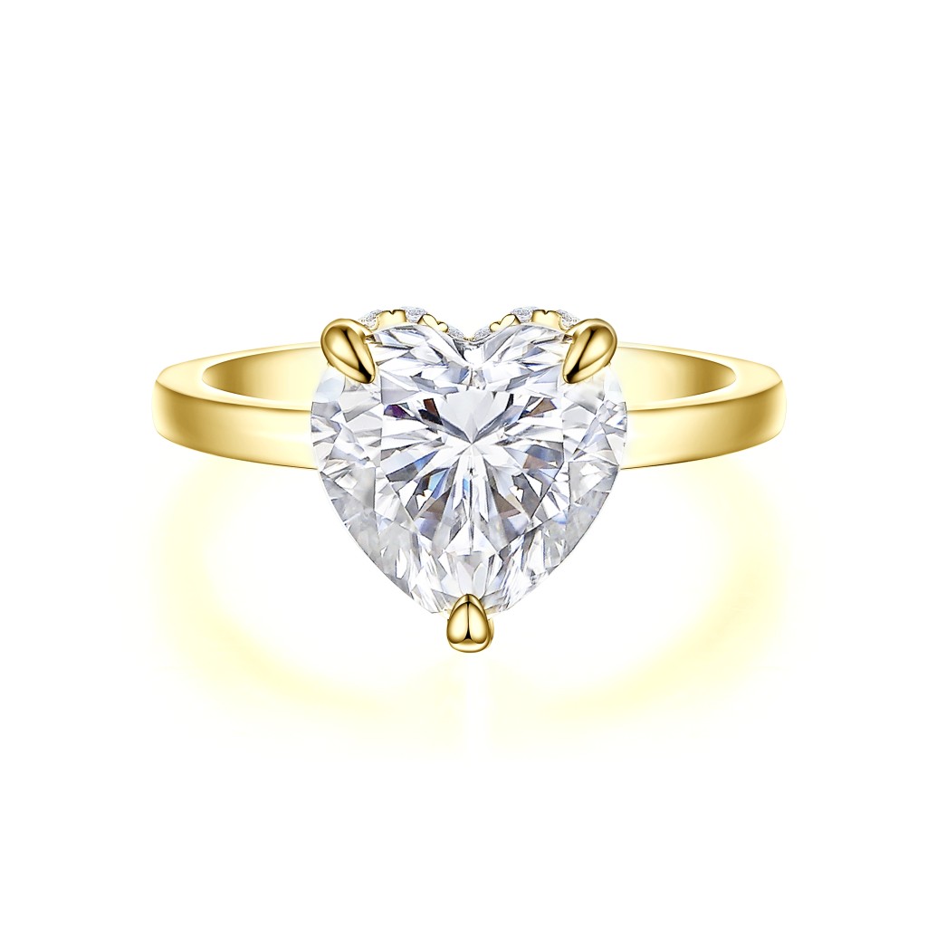 Amorelle - Heart Cut Moissanite Engagement Ring with Hidden Halo