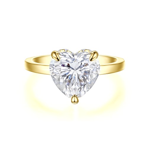 Amorelle - Heart Cut Moissanite Engagement Ring with Hidden Halo