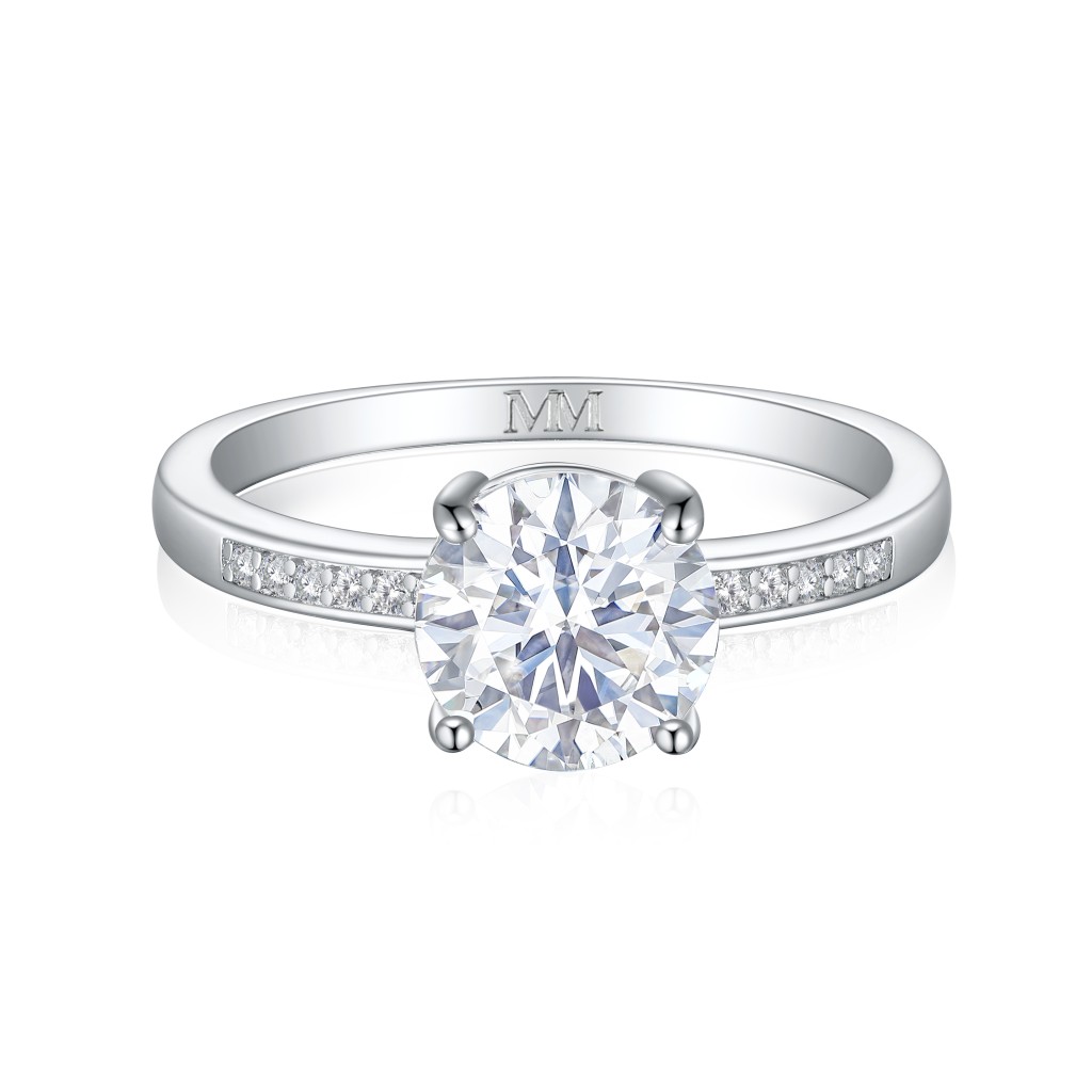 Ophelia - Moissanite Engagement Ring with Pavé Set Side Stones