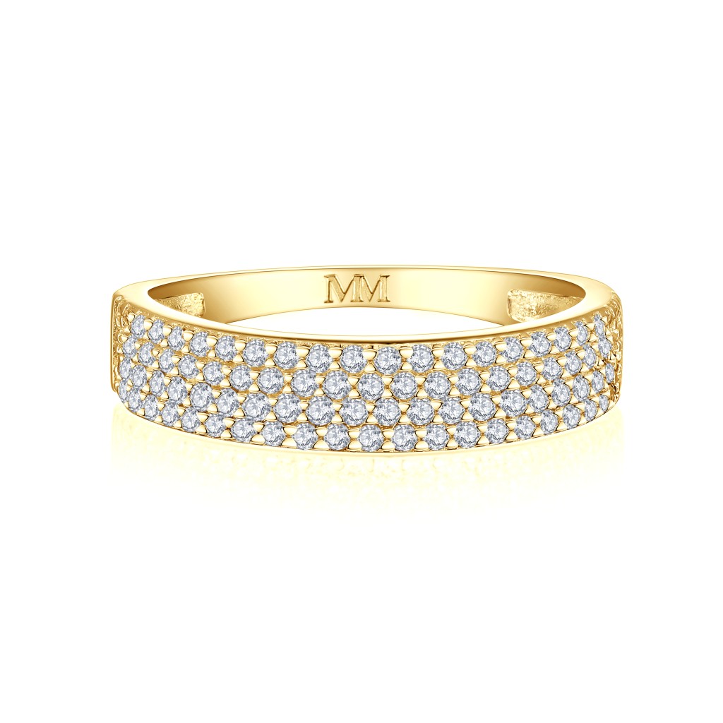 Glissade - Moissanite Ring with Pavé Setting and Tapered Band