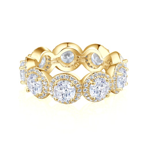 Allegra - Moissanite Eternity Ring with Halo and Accent Stones