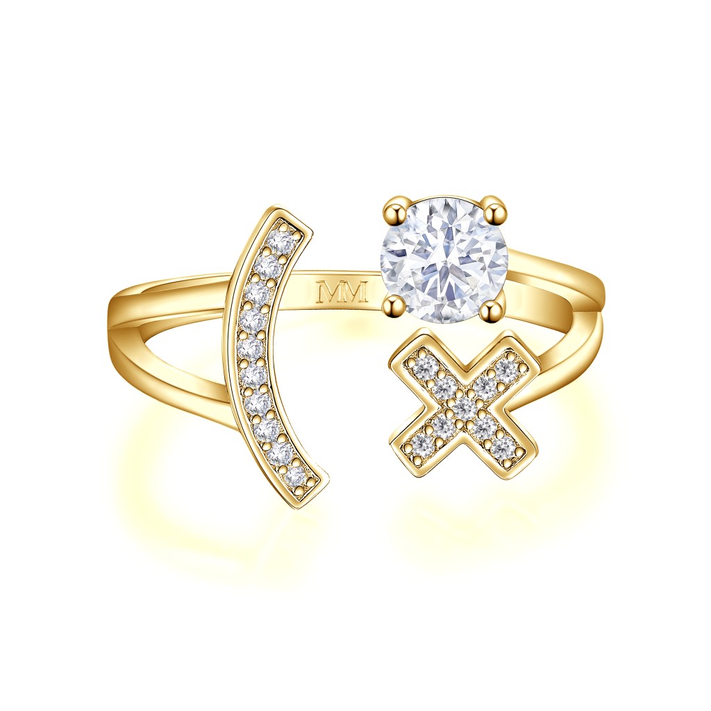 Lexis - Moissanite Ring With Cross And Crescent Pavé Design