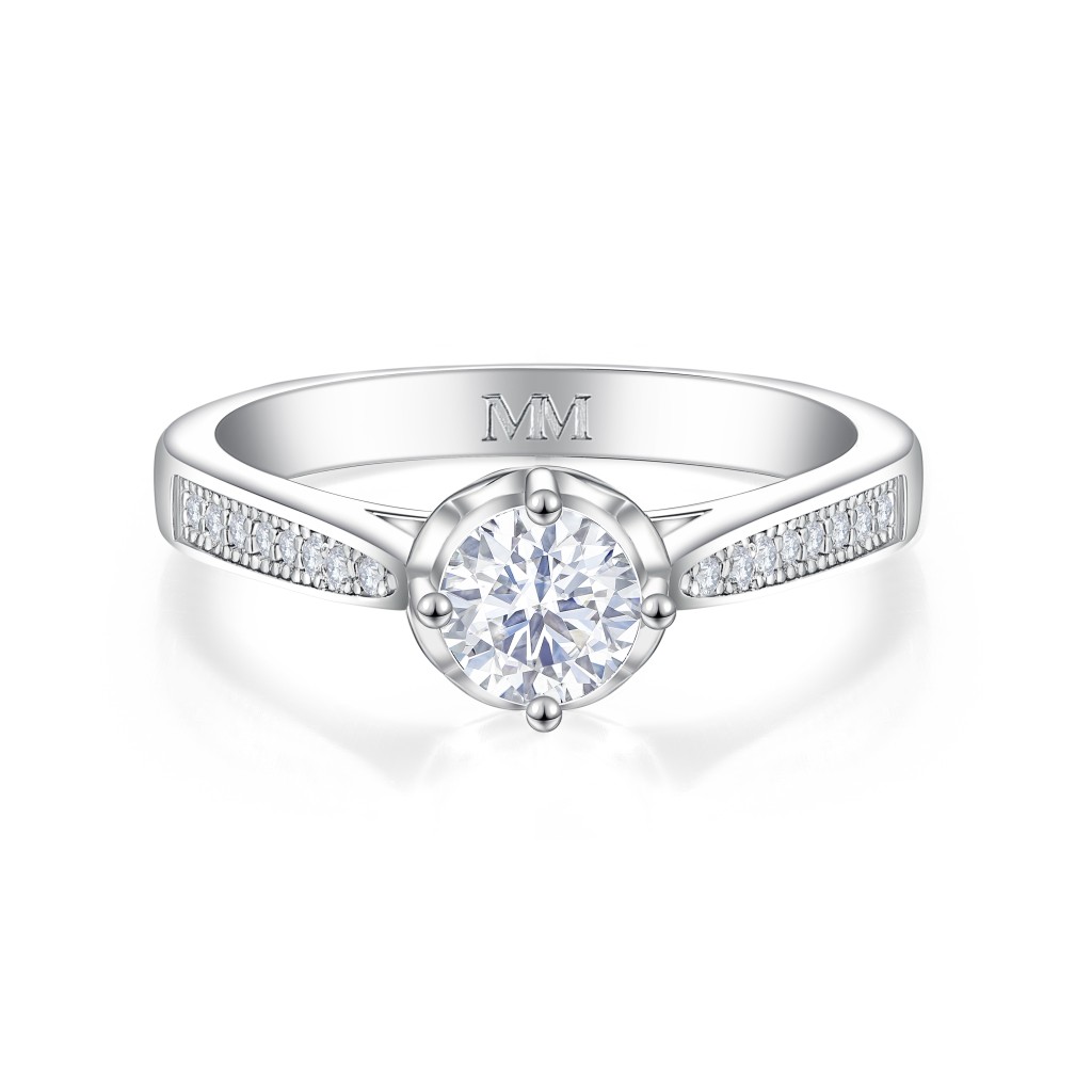 Celeste - Moissanite Engagement Ring With Pave Side Stones