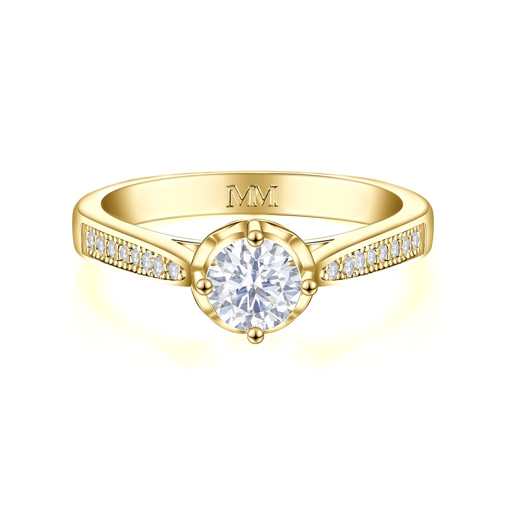 Celeste - Moissanite Engagement Ring With Pave Side Stones