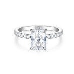 Astra - Moissanite Ring with Pavé Side Stones & Hidden Halo