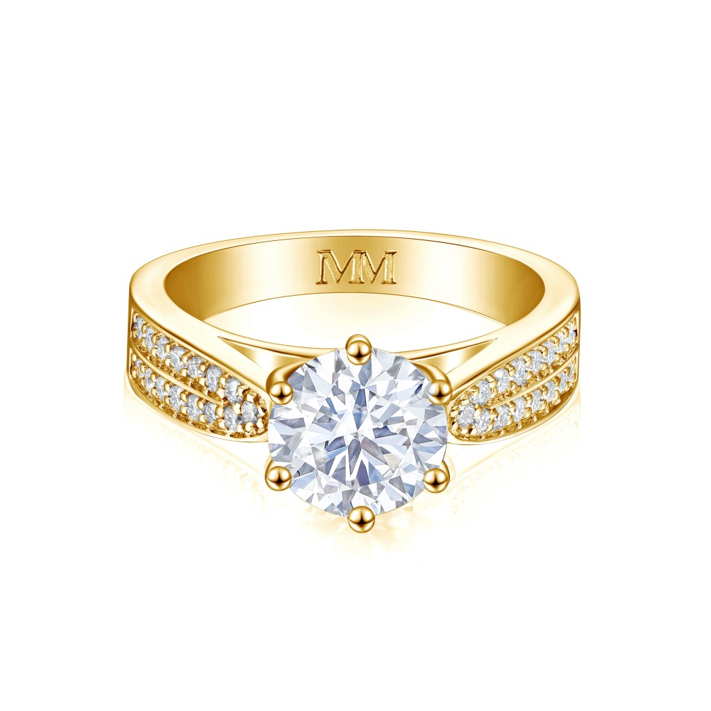 Sylphie – Moissanite Engagement Ring with Double Side Stones