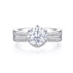 Vespera - Moissanite Bridal Set With Pavé Accents and Split Band