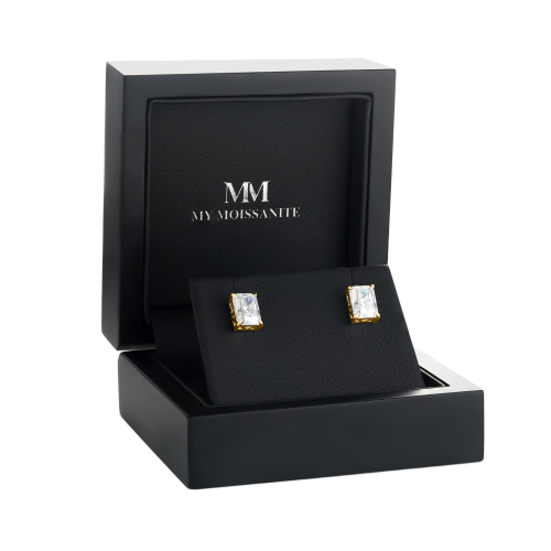 Lustrine - Radiant Moissanite Stud Earrings
