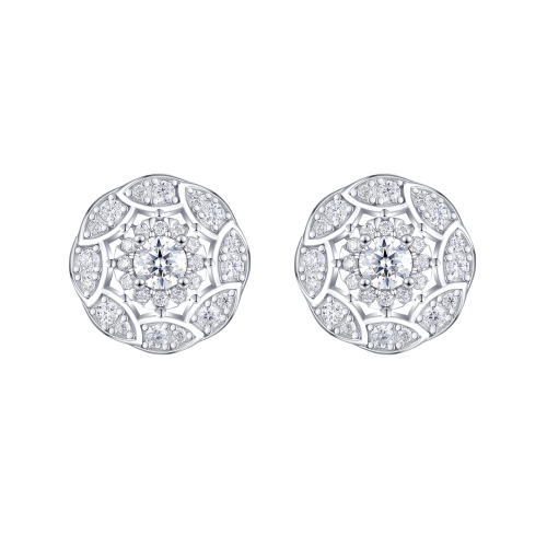 Double Halo - Moissanite Stud Earrings in Halo Setting