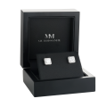 Tetrona - Asscher Moissanite Stud Earrings in Halo Setting