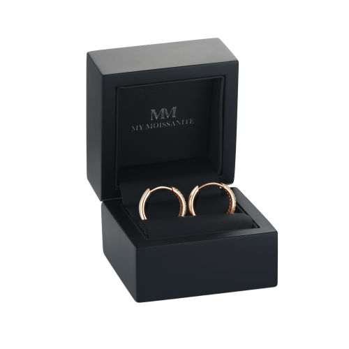 Glintique - Pavé Set Moissanite Huggie Hoop Earrings with Hinged Closure