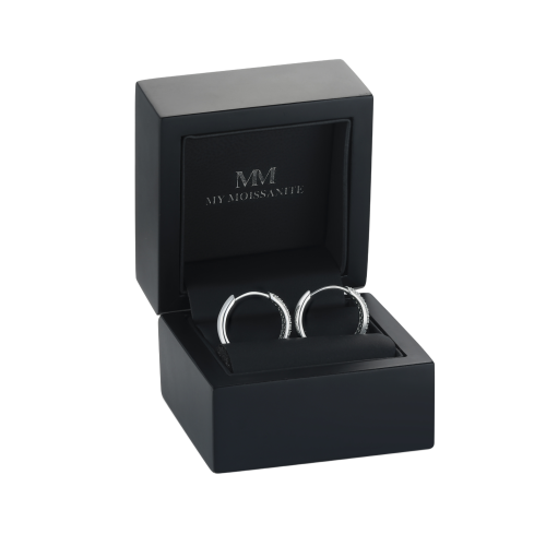 Glintique - Pavé Set Moissanite Huggie Hoop Earrings with Hinged Closure