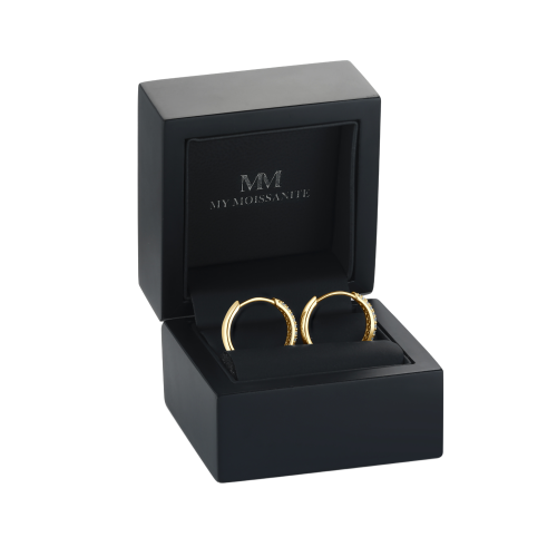 Glintique - Pavé Set Moissanite Huggie Hoop Earrings with Hinged Closure
