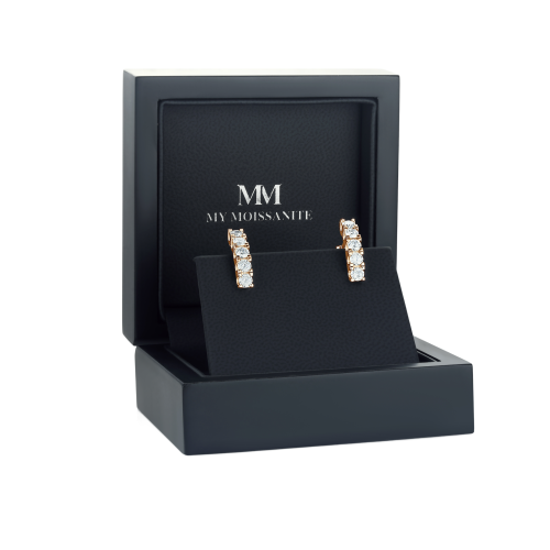 Cascade - Linear Moissanite Hoop Earrings