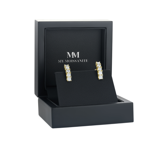 Cascade - Linear Moissanite Hoop Earrings
