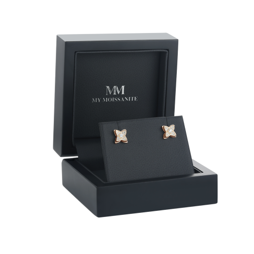 Sparkling Flowers - Moissanite Stud Earrings in Pavé Setting