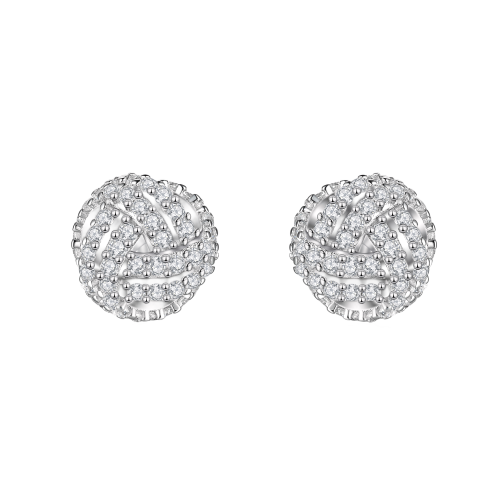 Cluster Spheres - Moissanite Stud Earrings in Pavé Setting