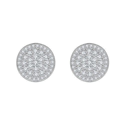 Round Clusters - Moissanite Stud Earrings in Pavé Setting