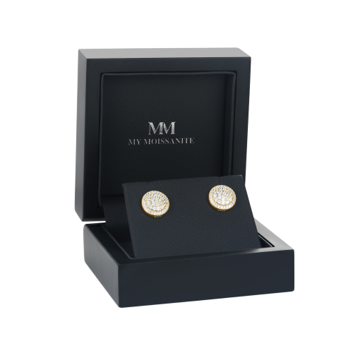 Round Clusters - Moissanite Stud Earrings in Pavé Setting