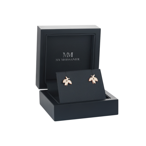 Pavé Leaves - Moissanite Stud Earrings