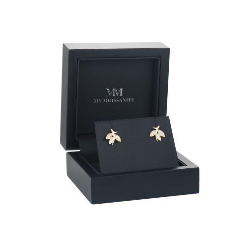 Pavé Leaves - Moissanite Stud Earrings