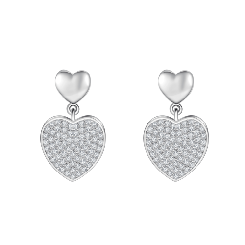 Hearts of Pavé - Moissanite Drop Earrings in Pavé Setting