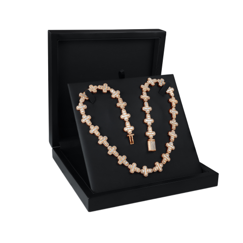 Virtuoso - Emerald Cut Moissanite Pavé Cross Chain With Statement Clasp