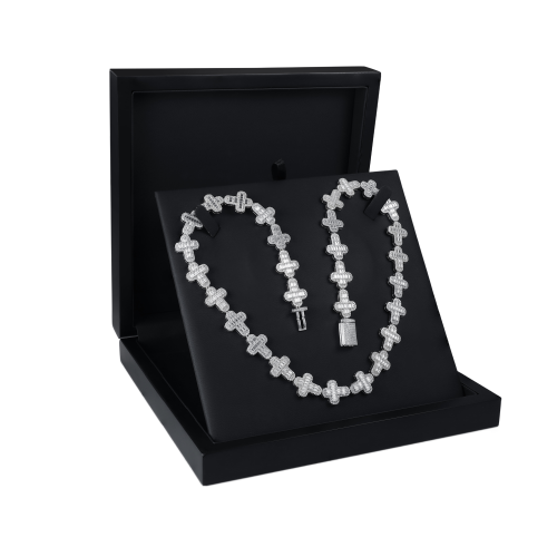 Virtuoso - Emerald Cut Moissanite Pavé Cross Chain With Statement Clasp