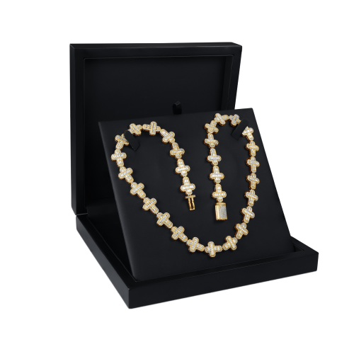 Virtuoso - Emerald Cut Moissanite Pavé Cross Chain With Statement Clasp