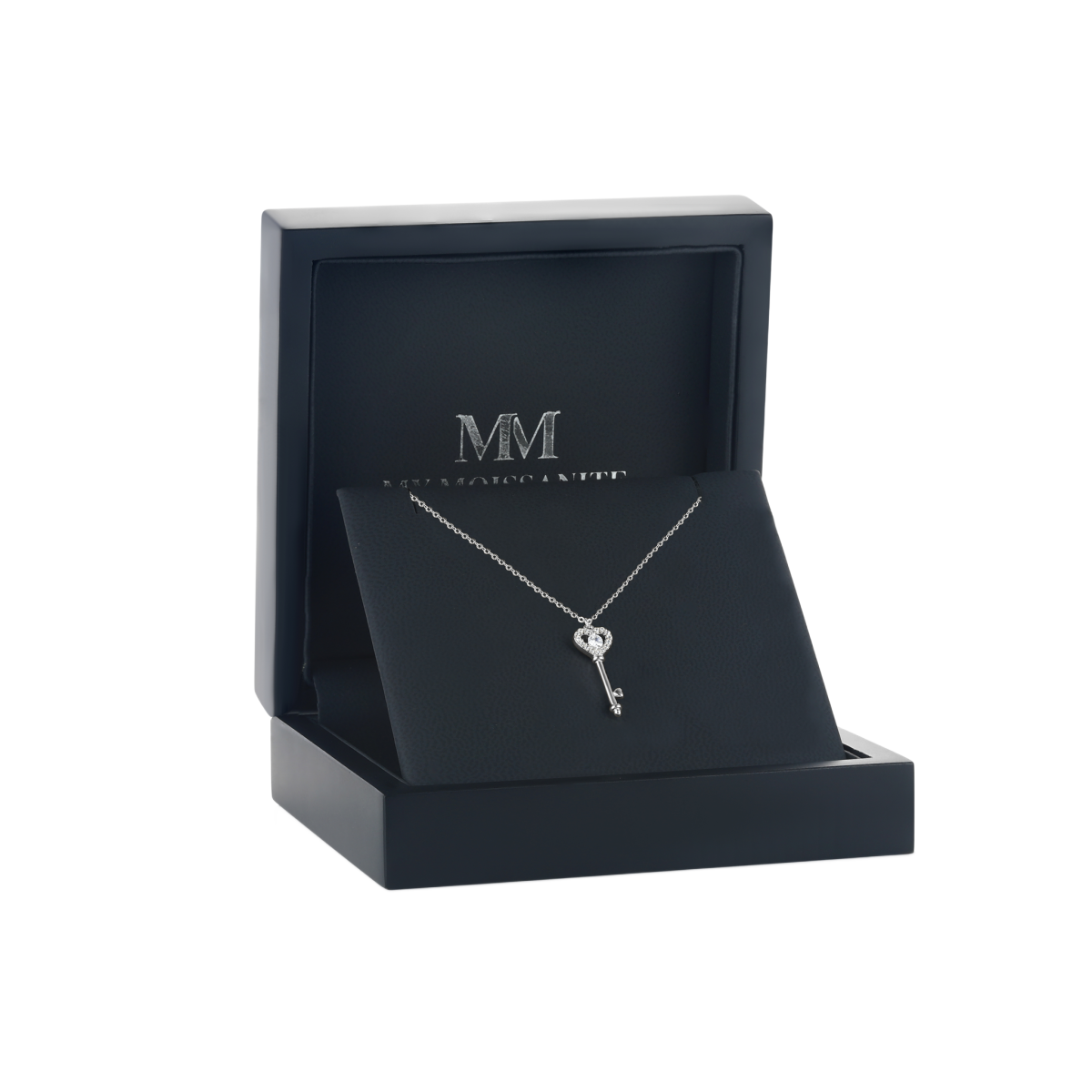 Amore - Heart Key Moissanite Pendant with Pave Setting