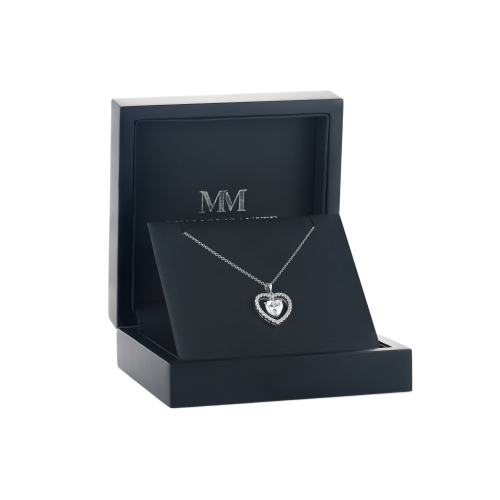 Valoria - Heart-Shaped Moissanite Pendant with Halo Detail