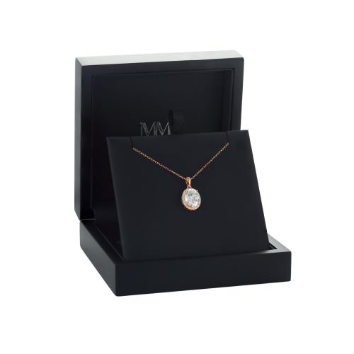 Clarique - Classic Oval-Shaped Moissanite Pendant with Pavé Halo