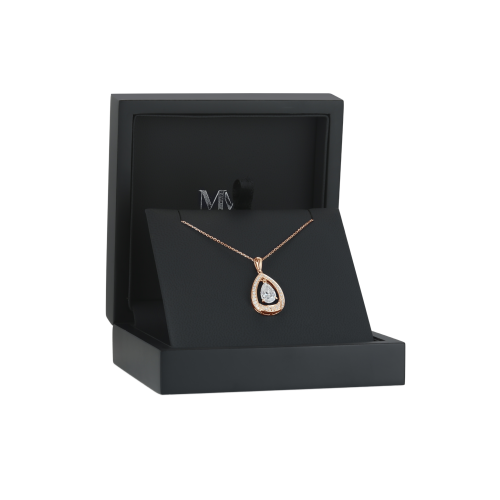 Pendula – Teardrop Moissanite Pendant with Dual Halo Elegance