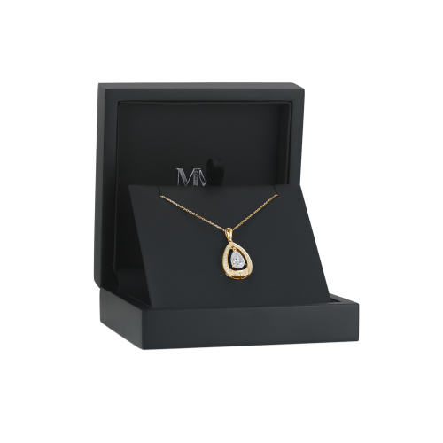 Pendula – Teardrop Moissanite Pendant with Dual Halo Elegance