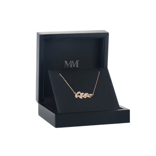 Botanica - Leaf Motif Moissanite Necklace in a Graceful Pave Setting