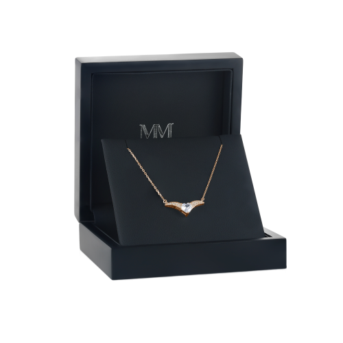 Vaneza - Elegant Moissanite V-shaped Necklace with Pave Accents