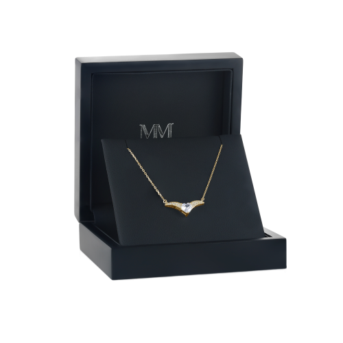 Vaneza - Elegant Moissanite V-shaped Necklace with Pave Accents