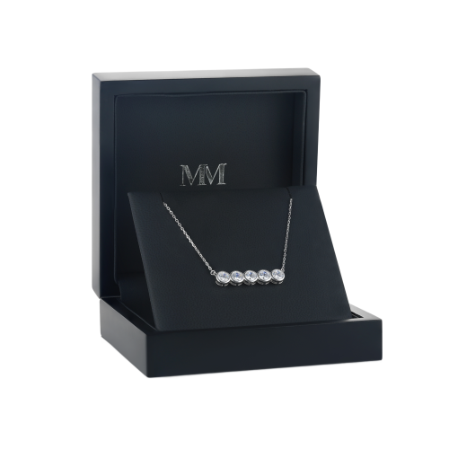 Quinta - Five Stone Moissanite Necklace in Bezel Setting