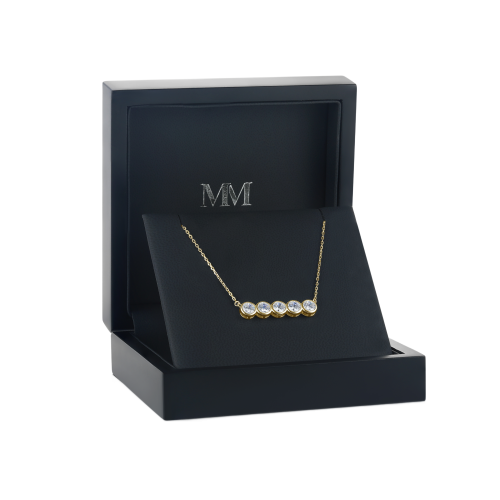 Quinta - Five Stone Moissanite Necklace in Bezel Setting