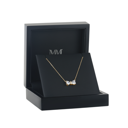 Pairle - Twin Heart Cut Moissanite Necklace with Central Pave Bar