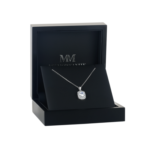 Memento - Brilliant Moissanite Pendant in Pave Halo Design